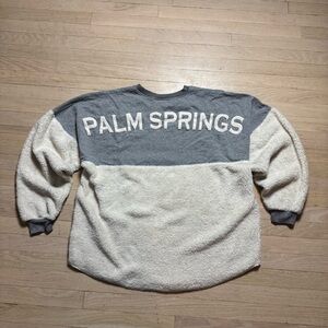Spirit Jersey Palm Springs Sherpa Fleece Pullover Gray White Oversized XL